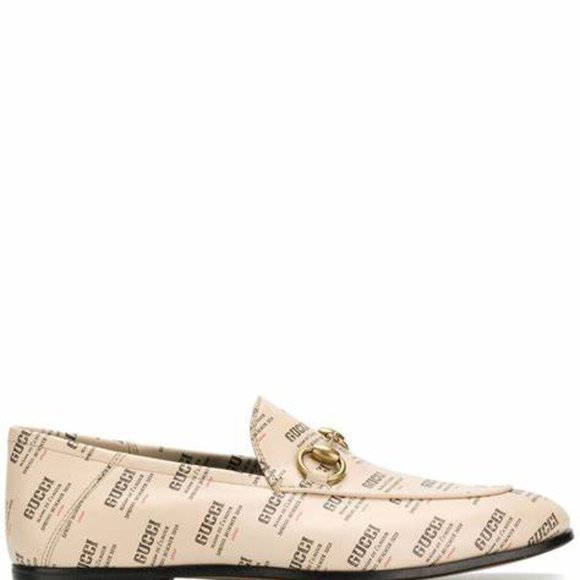 GUCCI Stamp Leather Horsebit LOAFERS Beige Gucci Size 10 - Picture 2 of 9